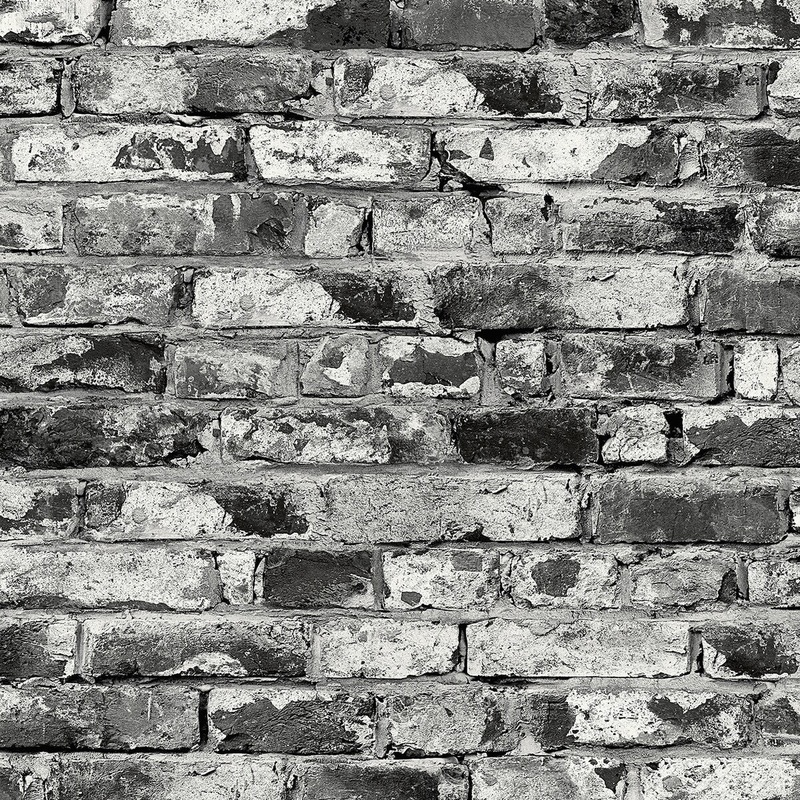 Surface Style Brickwork Noir Peel & Stick Wallpaper - 20.5 in. W x 18 ft. L