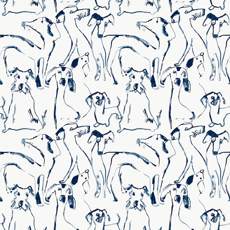 Surface Style Dog Doodle Navy Peel & Stick Wallpaper - 20.5 in. W x 18 ft. L