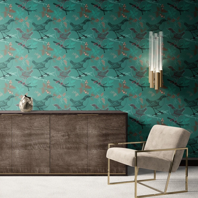 Bird Flight Removable Wallpaper, Pretty Nature Wall Cling, Artistic Peel and Stick