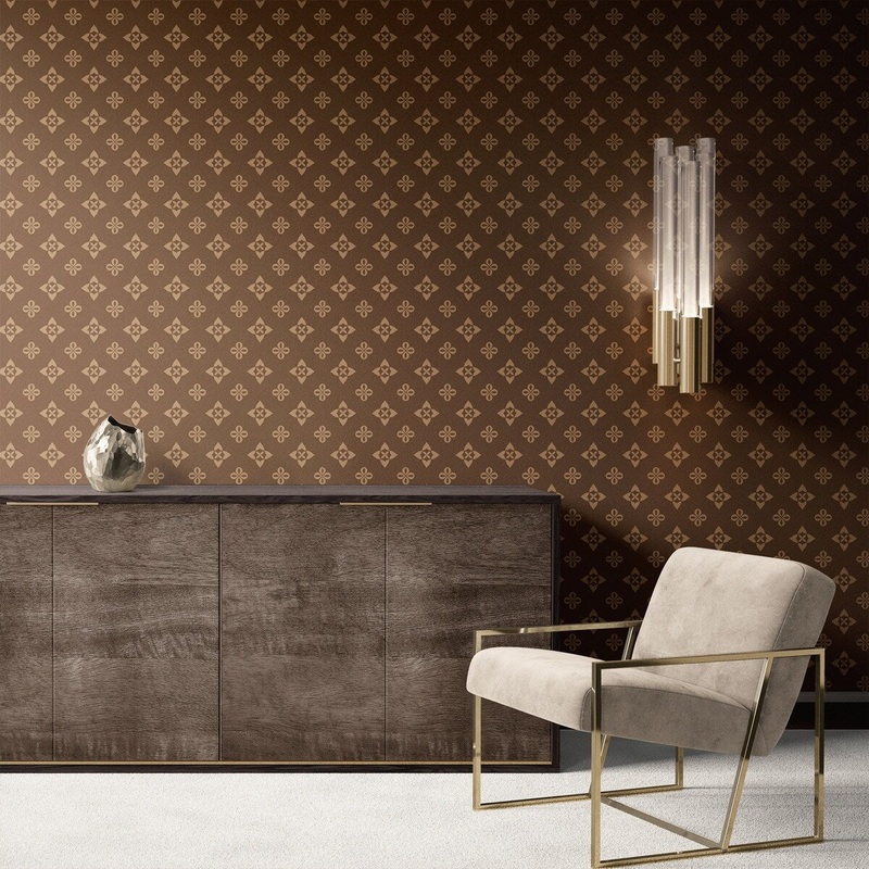 Brown Prints Removable Wallpaper, Elegant Floral Wall Cling