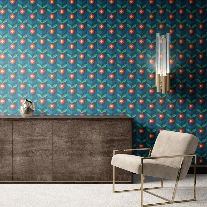 Cherries Pattern Removable Wallpaper, Pretty Leaf Wall Cling