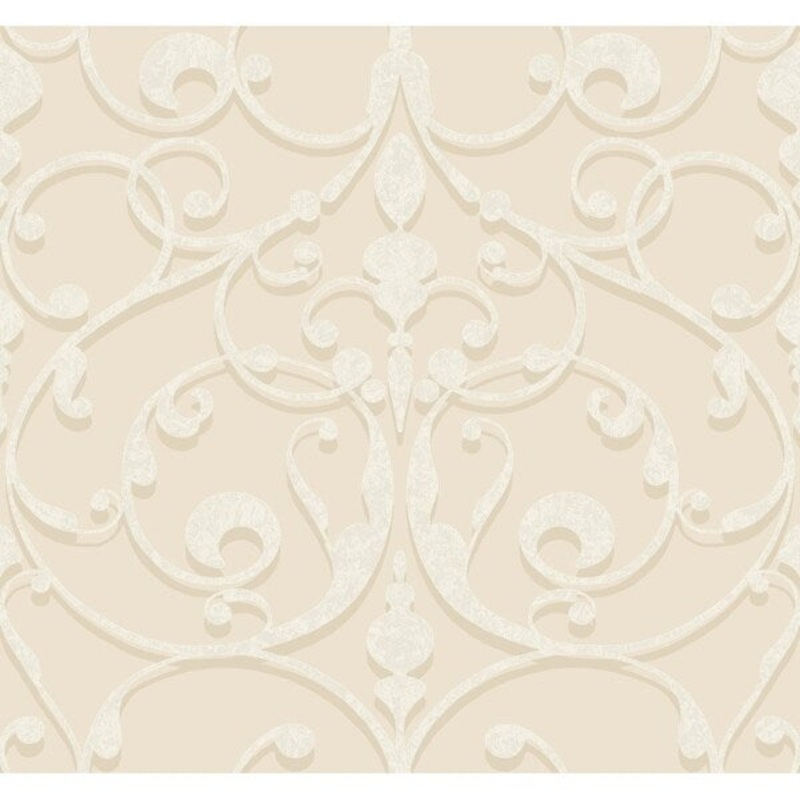 Contessa Wallpaper, 27 in. x 27 ft. = 60.75 sq.ft., in beige, tan, cream