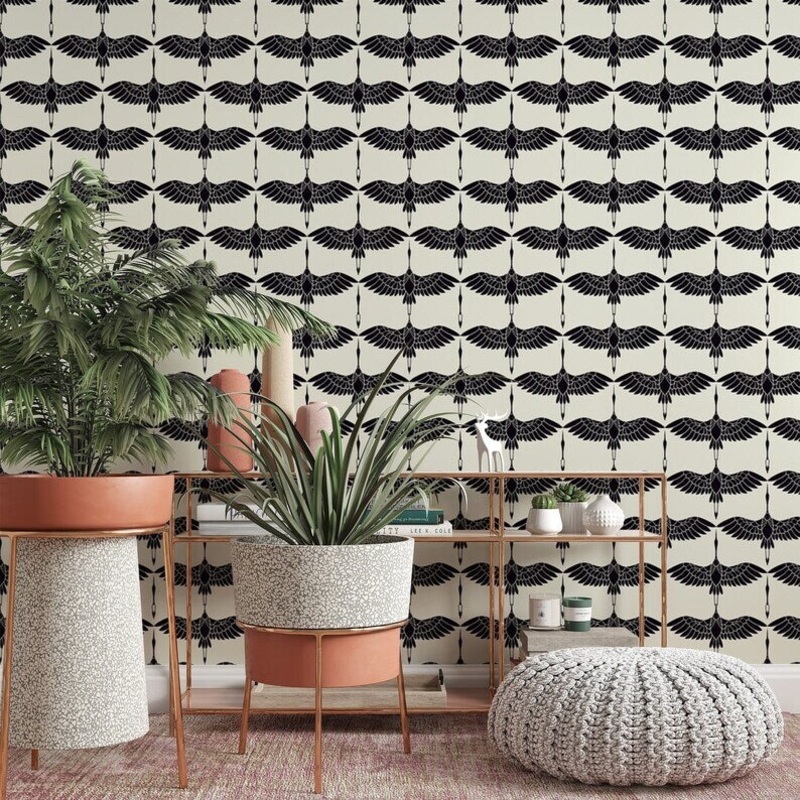 Crane Pattern Removable Wallpaper
