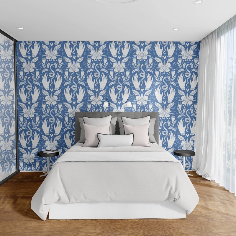Flower Hands Removable Wallpaper, Pretty Floral Wall Cling