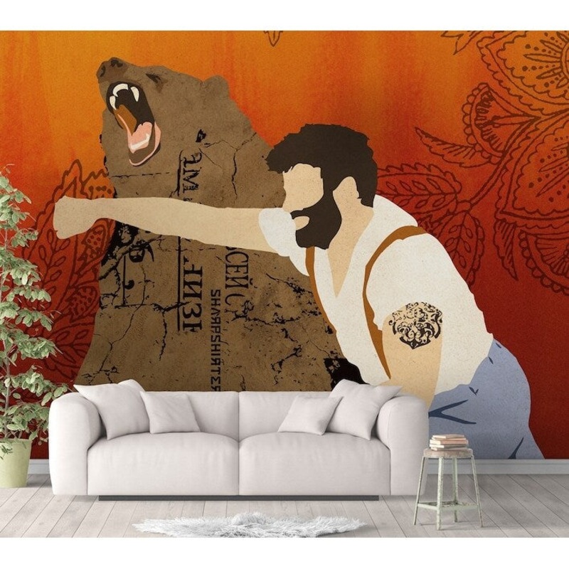 Funny Bear Removable Wallpaper