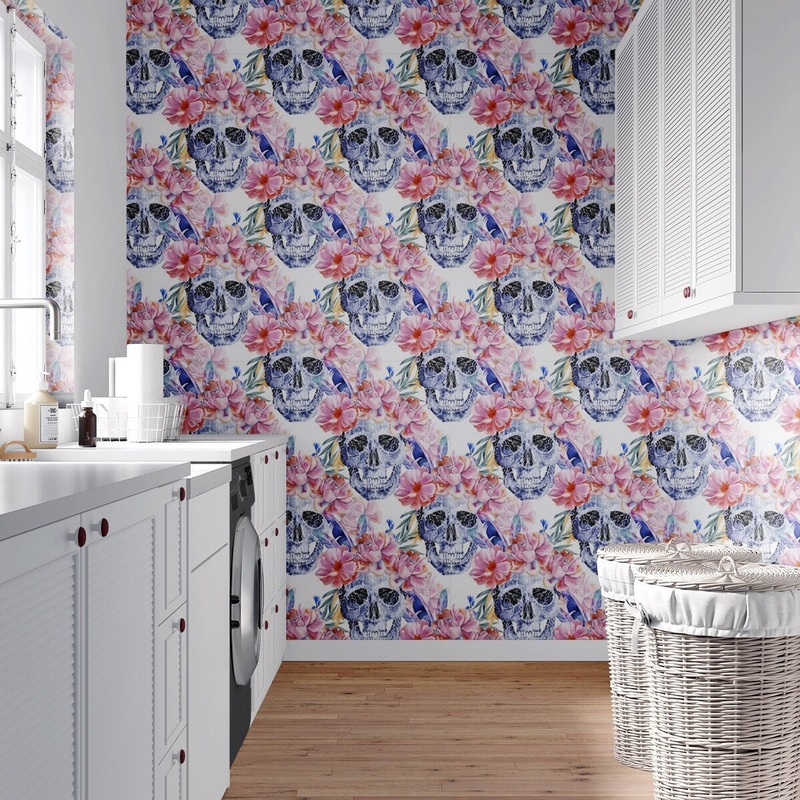 Skull Bride Peel and Stick Wallpaper