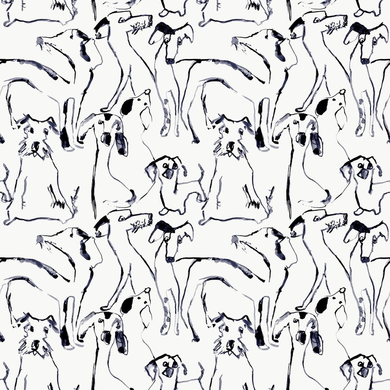 Surface Style Dog Doodle Ink Peel & Stick Wallpaper - 20.5 in. W x 18 ft. L