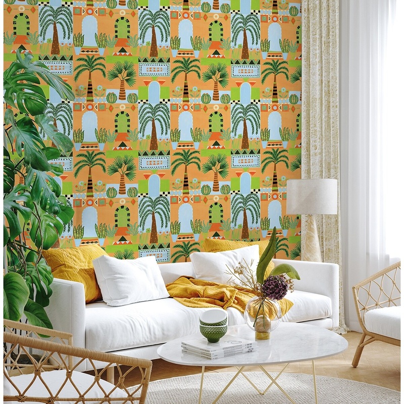 Tours Tropical Facade 20.5 In W X 18 Ft L Self-Adhesive Peel And Stick Wallpaper