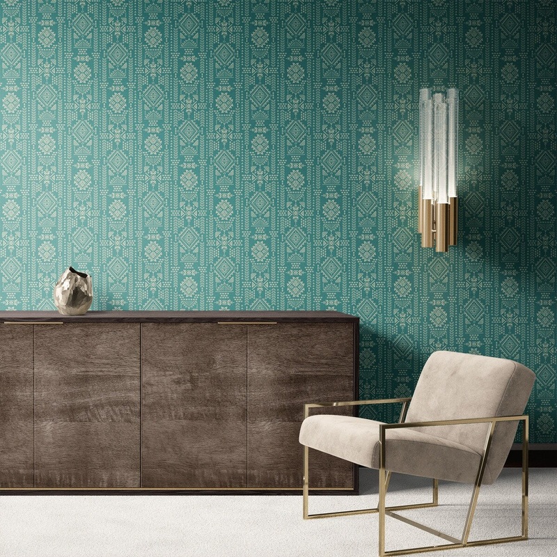 Tribal Pattern Removable Wallpaper, Pretty Blue Wall Cling