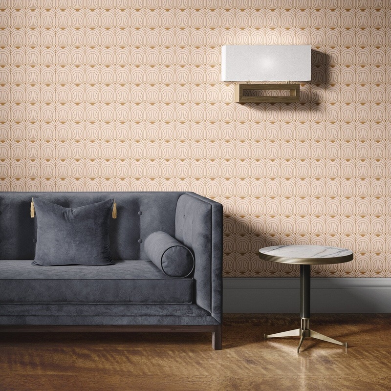 Beige Decor Removable Wallpaper, Cool Art Deco Pattern Wall Cling
