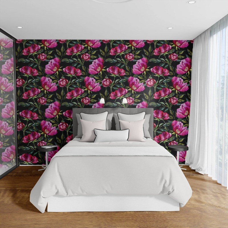 Big Pink Flowers Peel and Stick Wallpaper