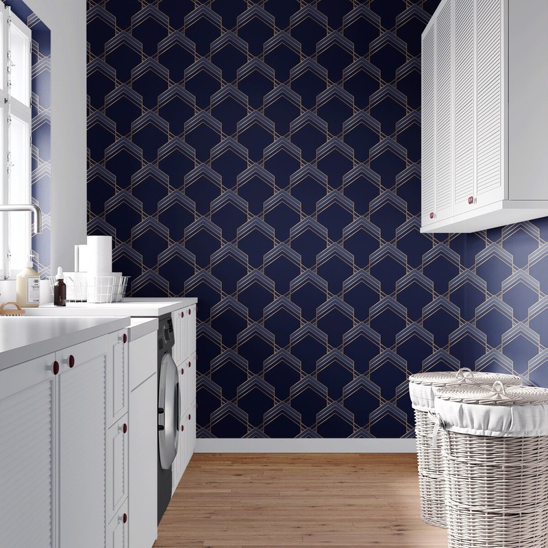 Blue Decor Removable Wallpaper, Pretty Elegant Pattern Wall Cling