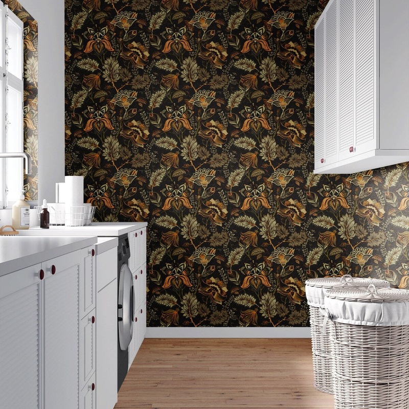 Bronze Flowers Peel and Stick Wallpaper