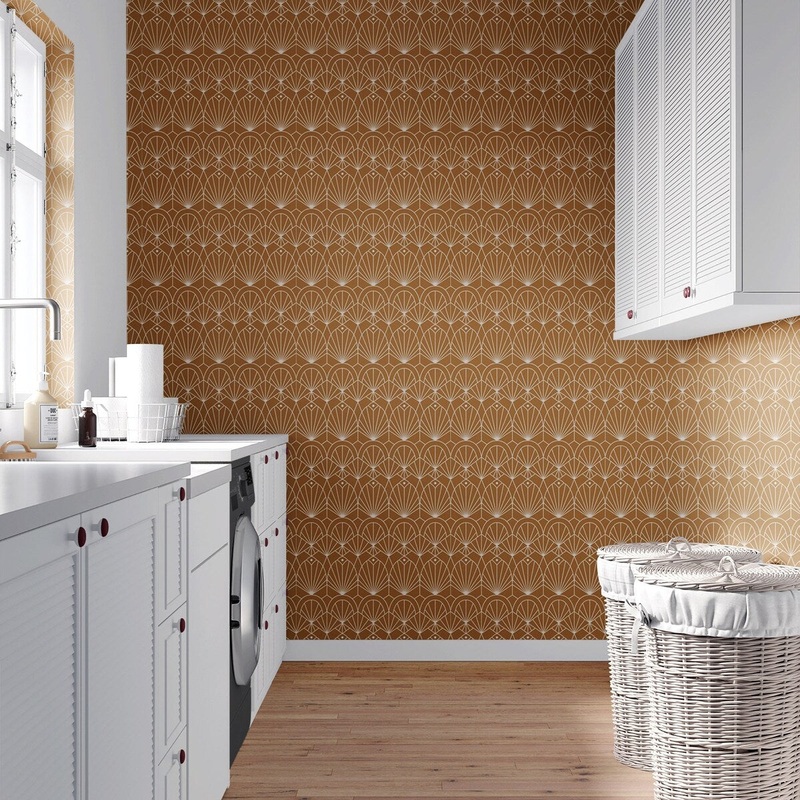 Brown Details Removable Wallpaper, Cool Art Deco Wall Cling