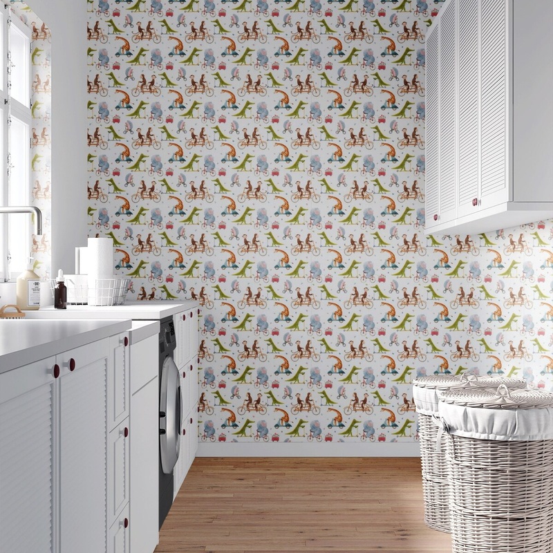 Elephants And Dinos Peel and Stick Wallpaper