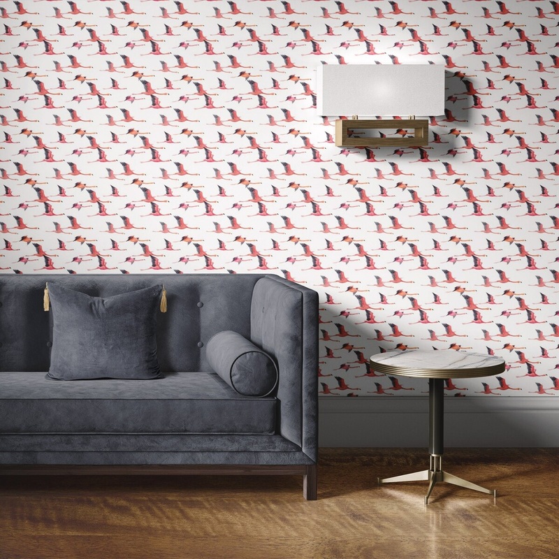 Flying Flamingo Peel and Stick Wallpaper