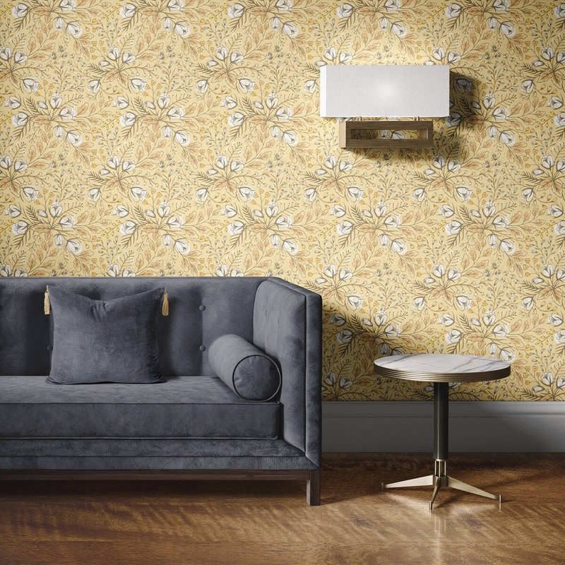 Sunrise Flowers Removable Wallpaper, Pretty Floral Wall Cling, Artistic Peel and Stick