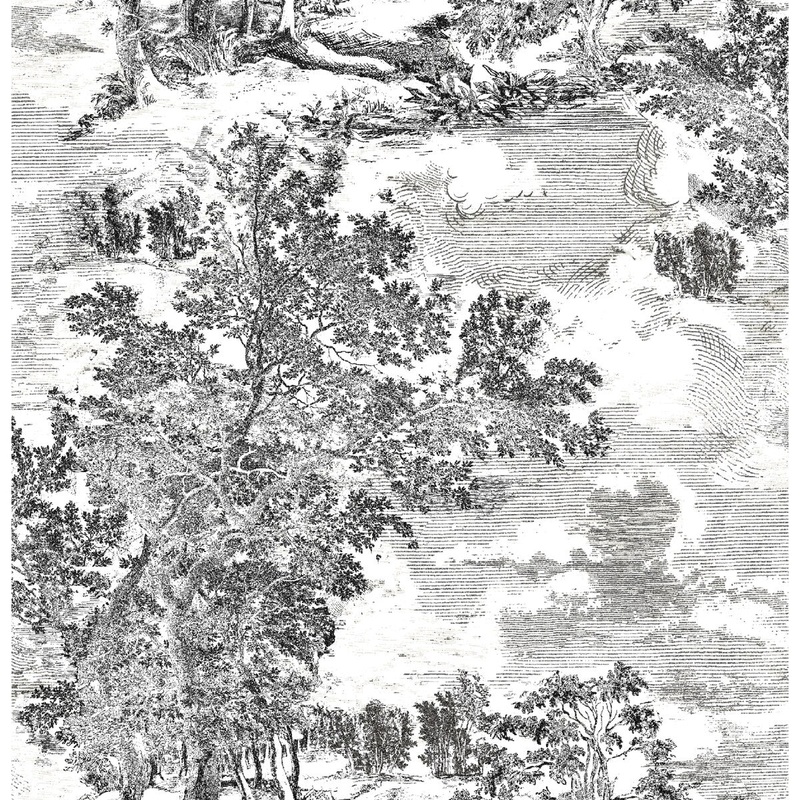 Surface Style Serene Scenes Charcoal Peel and Stick Wallpaper - 20.5 in. W x 18 ft. L