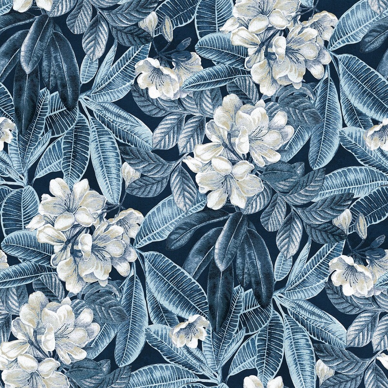 Tommy Bahama Darwin Flora Midnight Blue Peel and Stick Wallpaper - 20.5 in. W x 18 ft. L