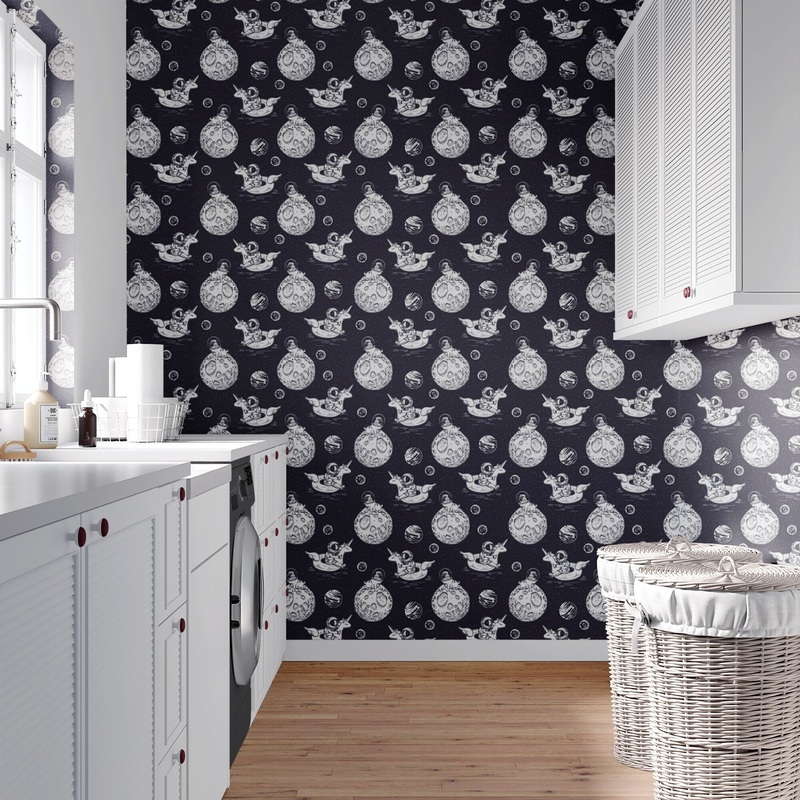 Astronaut Pattern Removable Wallpaper, Funny Wall Cling, Artistic Peel and Stick, Modern Home Decor, Cool Space Wall Mural Decal