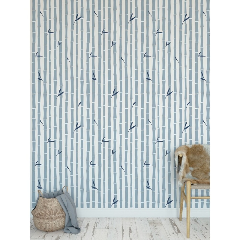 BAMBOO BLUE Peel and Stick Wallpaper By Kavka Designs