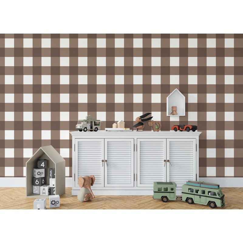 BARRETT BUFFALO CHECK BROWN Wallpaper By Kavka Designs