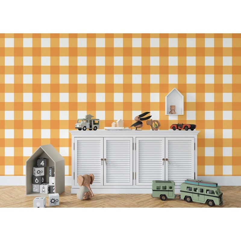 BARRETT BUFFALO CHECK ORANGE Wallpaper By Kavka Designs