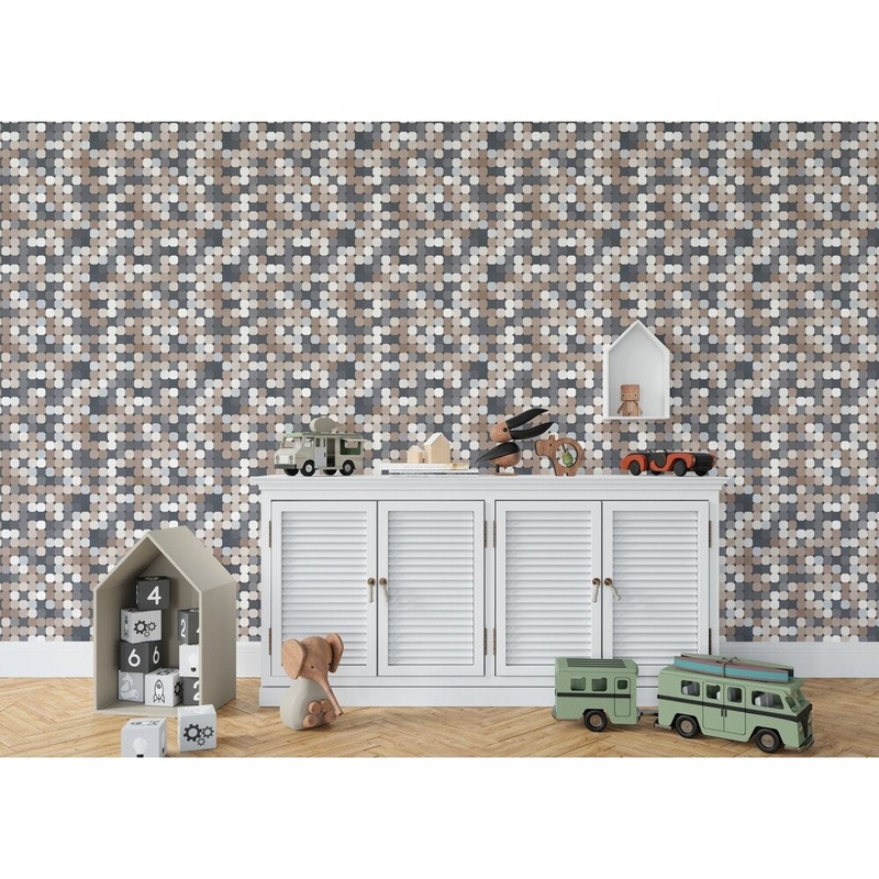 BECKHAM TILE DOT BROWN Wallpaper By Kavka Designs