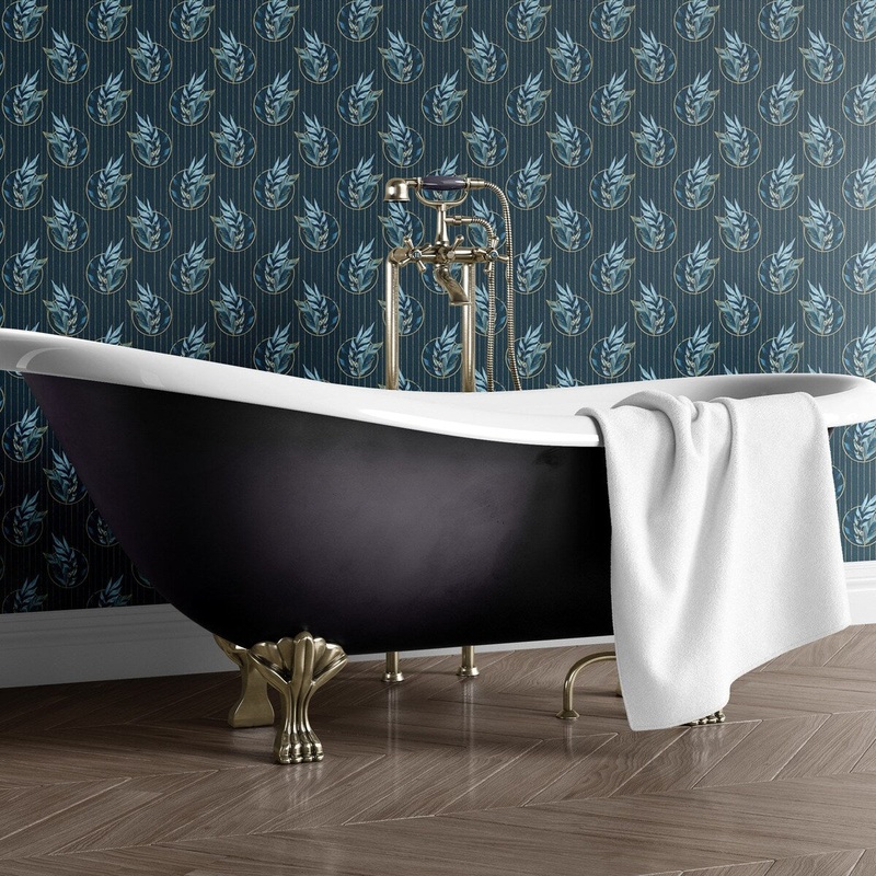 Blue Leaves Removable Wallpaper, Pretty Nature Pattern Wall Cling, Artistic Peel and Stick