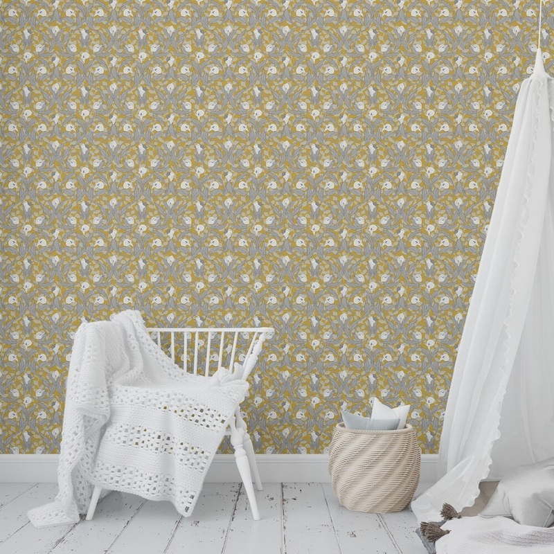 CALLA LILY FLORAL YELLOW Peel and Stick Wallpaper By Kavka Designs