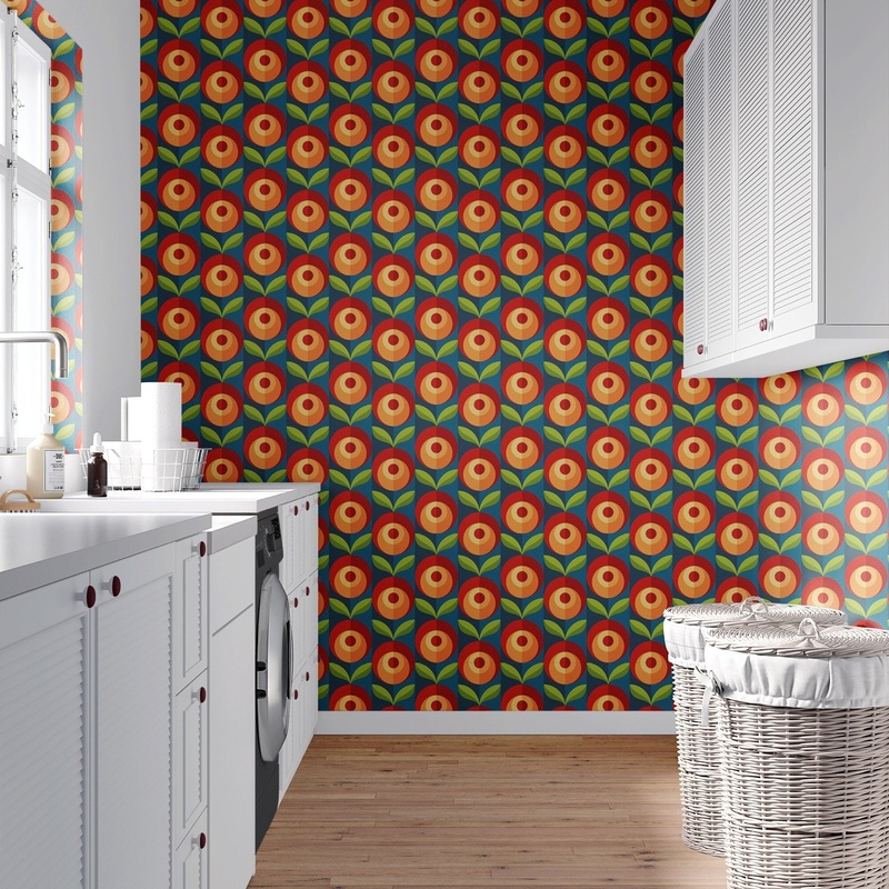 Circle Flowers Removable Wallpaper, Pretty Floral Wall Cling