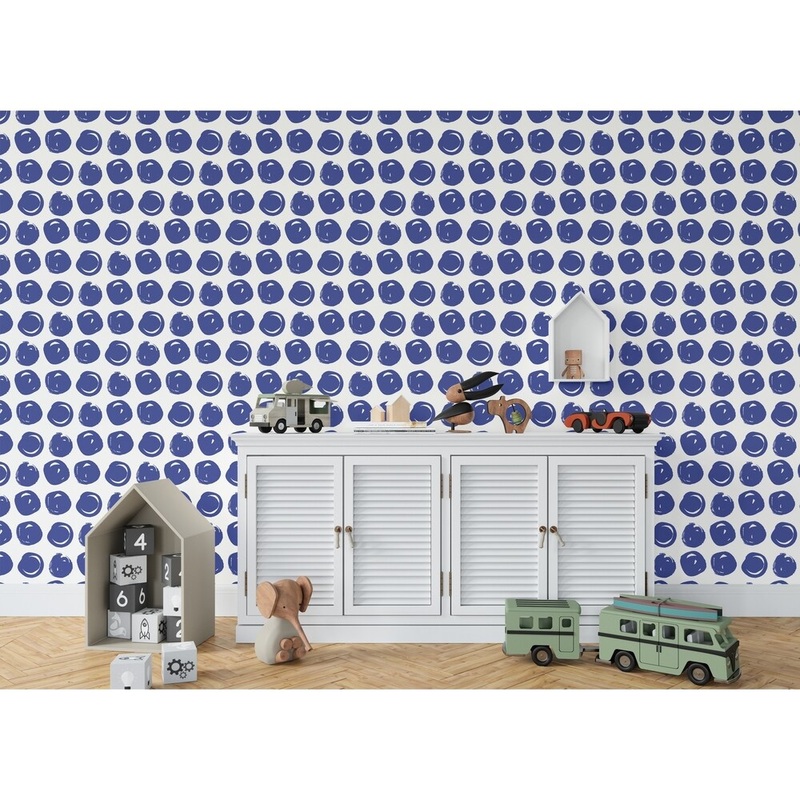 CLAY CIRCLE BRIGHT BLUE Wallpaper By Kavka Designs