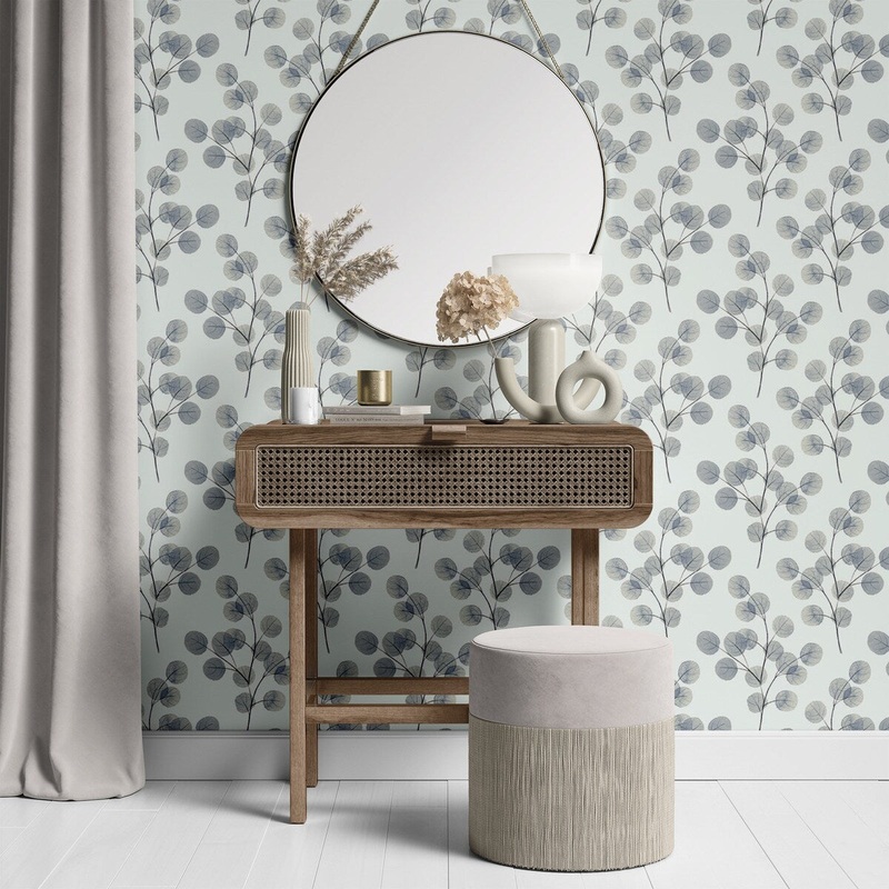 Cotton Plant Removable Wallpaper, Pretty Nature Pattern Wall Cling, Artistic Peel and Stick