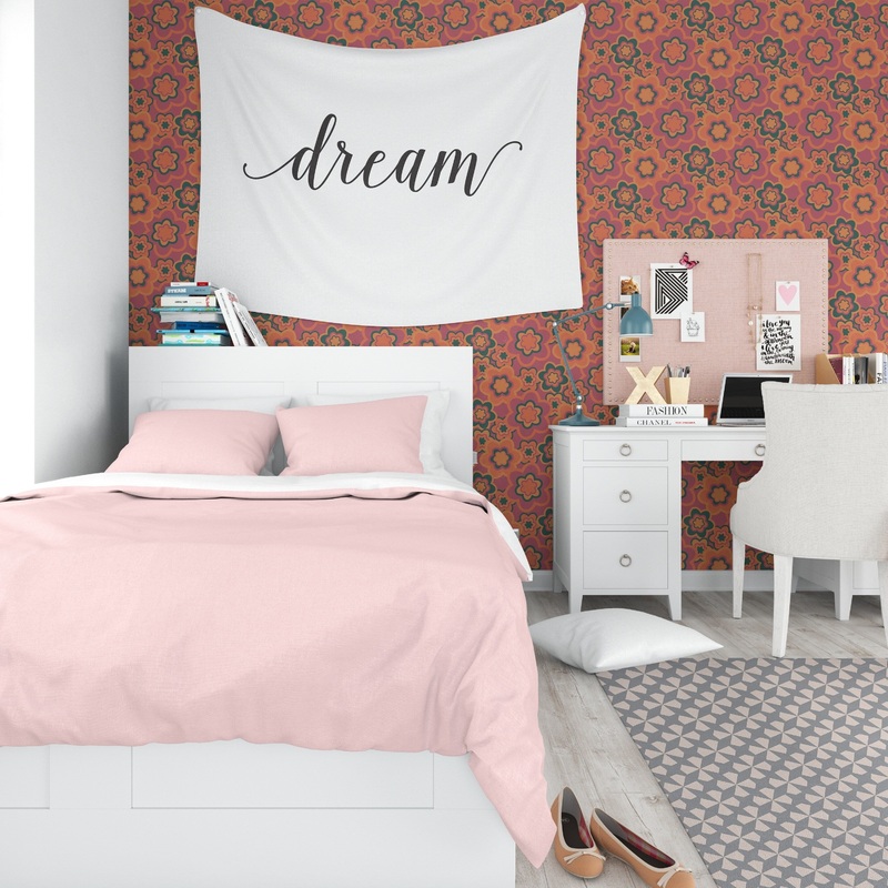ELLE Decor FLORAL BURST PINK Peel and Stick Wallpaper By Kavka Designs