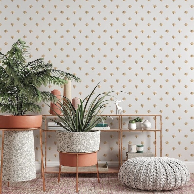 Fan Leaf Pattern Removable Wallpaper