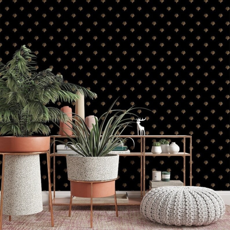 Fan Leaves Pattern Removable Wallpaper