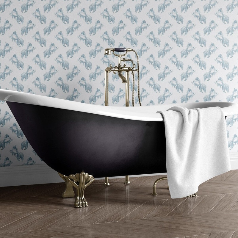 Fishies Pattern Removable Wallpaper, Cool Animal Wall Cling, Artistic Peel and Stick, Modern Home Decor, Pretty Wall Mural Decal