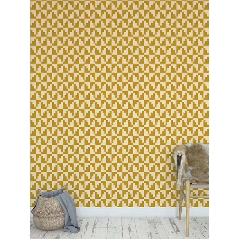 STAIRSTEP DIAMONDS GOLD Peel and Stick Wallpaper By Kavka Designs