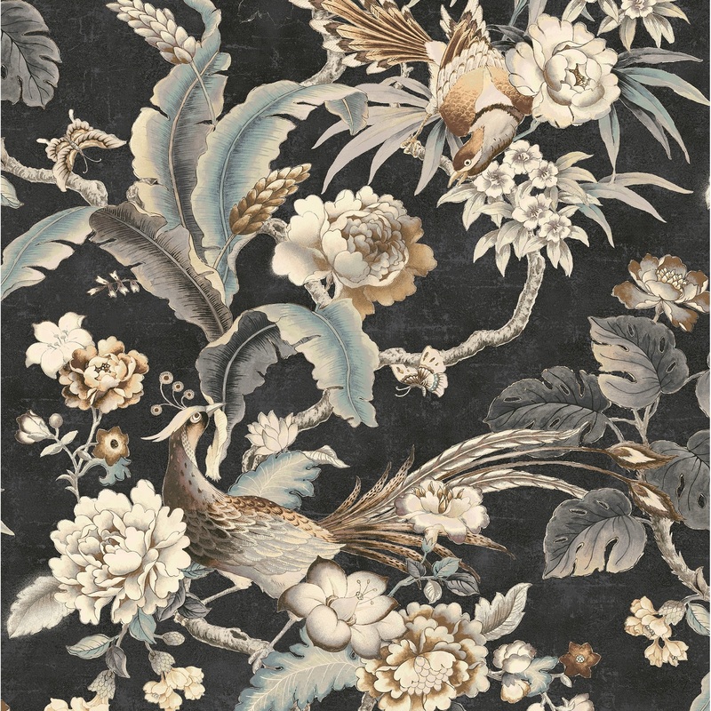 Surface Style Passerine Pavilion Charcoal Peel and Stick Wallpaper - 20.5 in. W x 18 ft. L