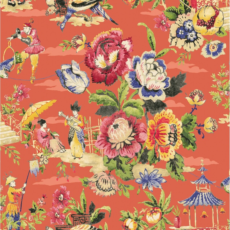 Surface Style Travel Diary Flamingo Peel and Stick Wallpaper - 20.5 in. W x 18 ft. L