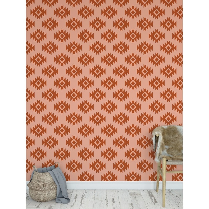 THIRD EYE KILIM RUST Peel and Stick Wallpaper By Kavka Designs