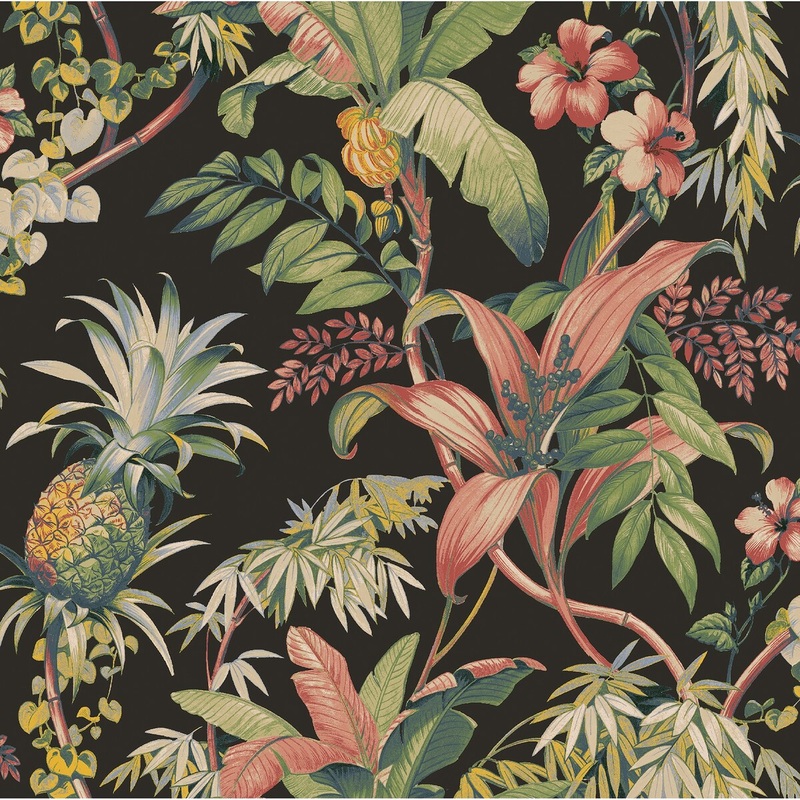 Tommy Bahama Malay Botanic Ebony Peel and Stick Wallpaper - 20.5 in. W x 18 ft. L