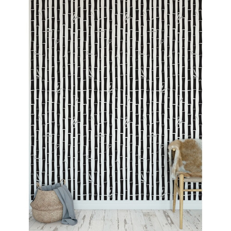 BAMBOO BLACK Peel and Stick Wallpaper By Kavka Designs