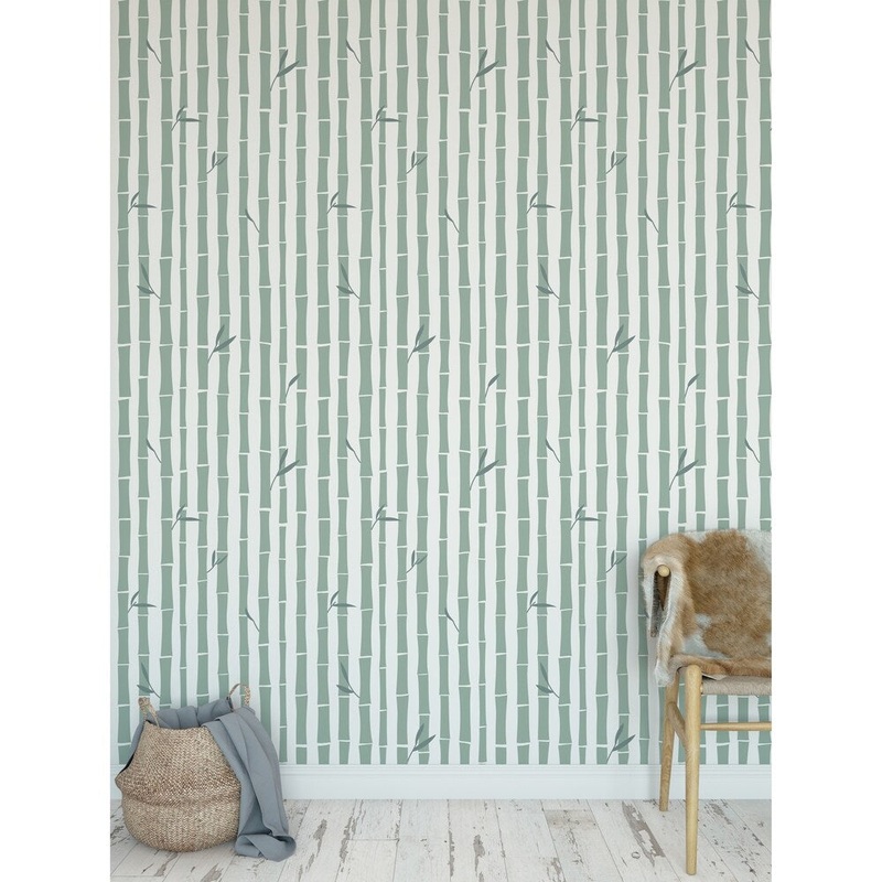 BAMBOO GREEN Peel and Stick Wallpaper By Kavka Designs