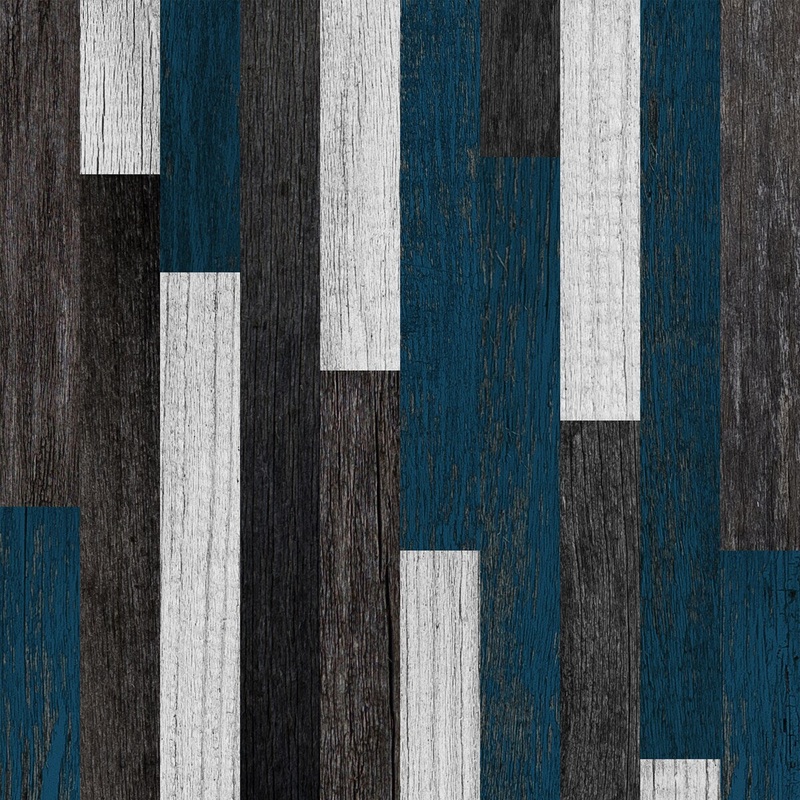 Blue White Grey Planks Peel and Stick Wallpaper - Multi-Color - 0