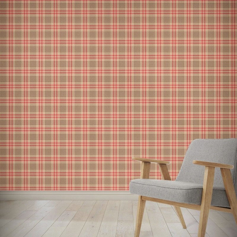 BROWN AND RED SKINNY HUNTERS PLAID Wallpaper By Kavka Designs - 24X48