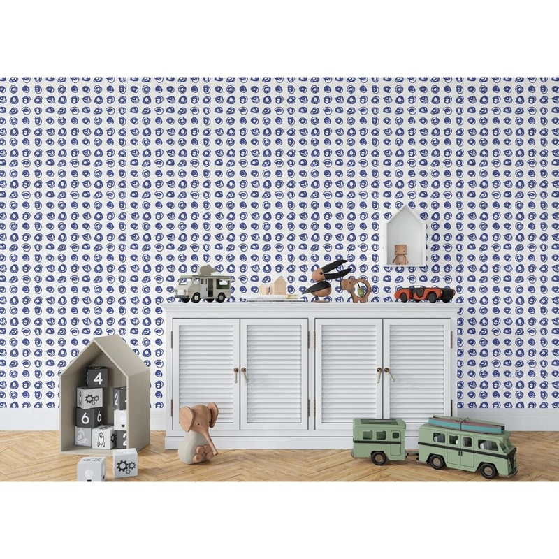 EDISON CIRCLE BRIGHT BLUE Wallpaper By Kavka Designs