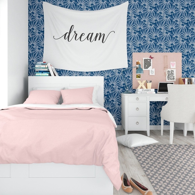 ELLE Decor FAN NAVY Peel and Stick Wallpaper By Kavka Designs