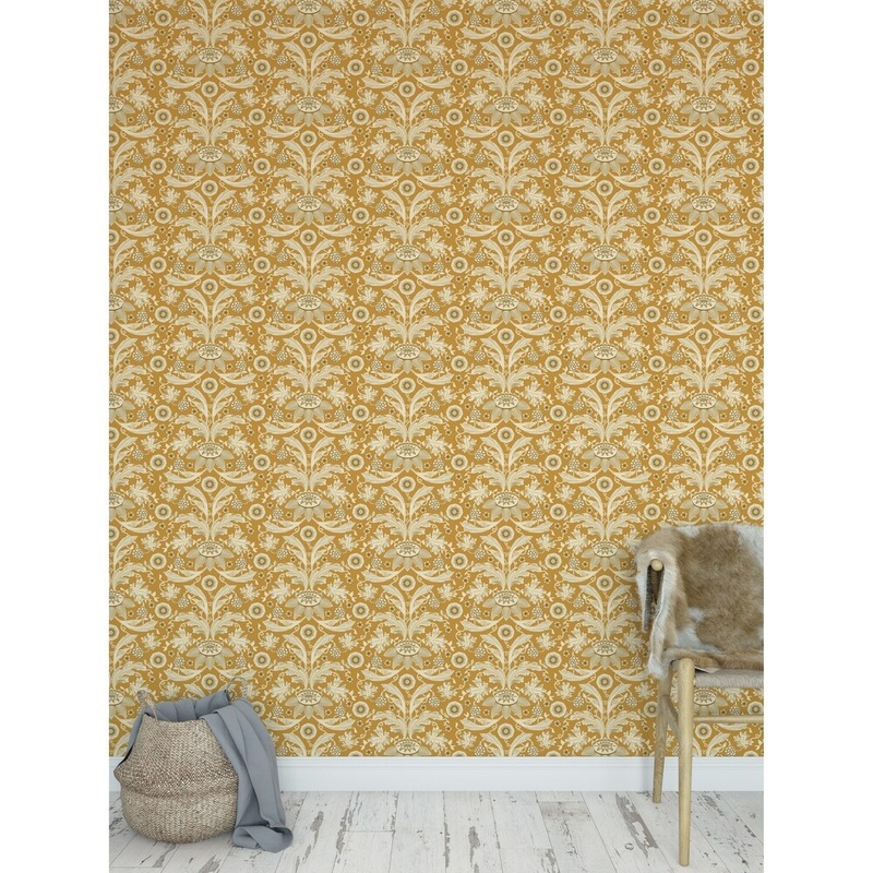 FLORAL DAMASK YELLOW Peel and Stick Wallpaper By Kavka Designs