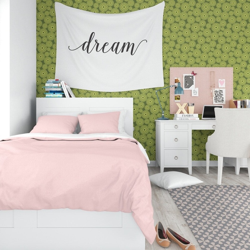 FLOWER POWER GREEN Peel and Stick Wallpaper By Kavka Designs